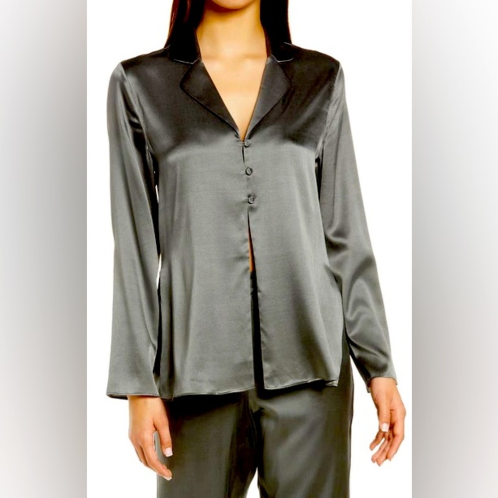SKIMS Open Neck Stretch Silk Pajama Top Size Large NWT